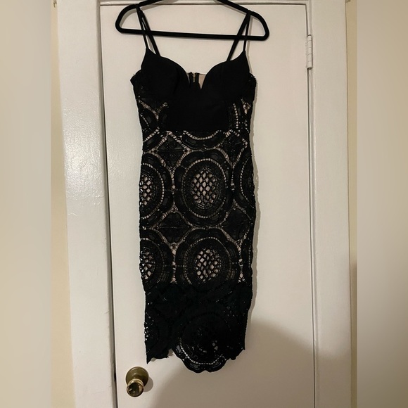 Lac Bleu Black Lace MIDI Dress Size Medium - Picture 5 of 14